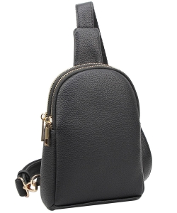 Fashion Multi Zip Sling Bag ND126 BLACK
